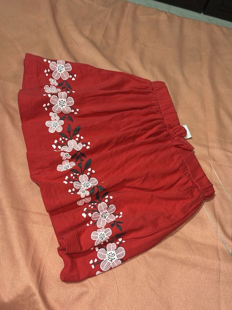 Red Floral Print Shorts