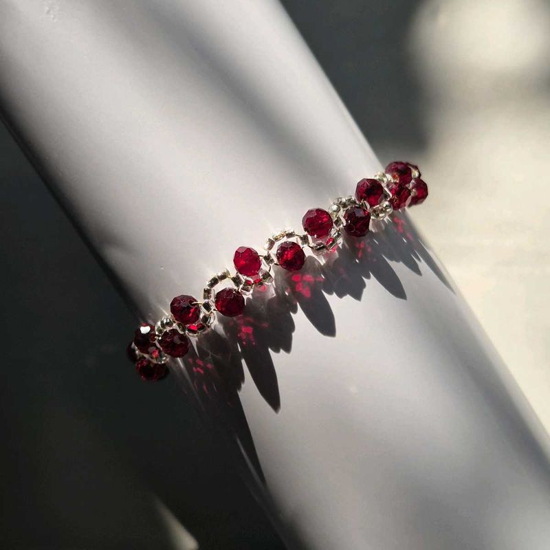 Red Crystal Beaded Bracelet