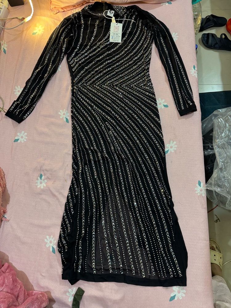 Black embellished dress