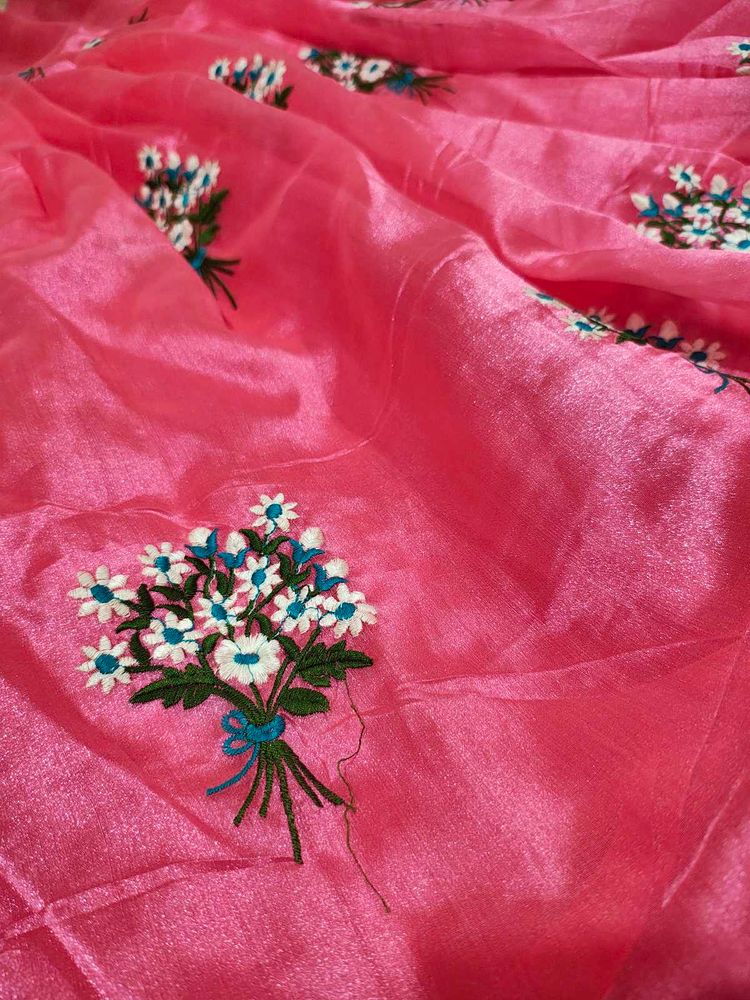 Pink Floral Embroidered Gown