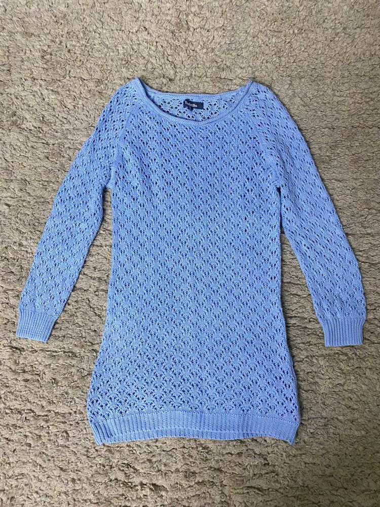 Blue Knit Sweater Dress