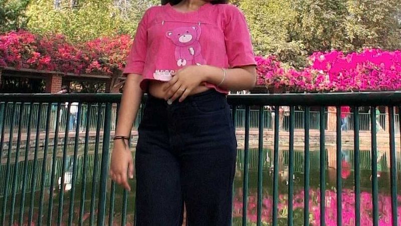 Pink Graphic Crop Top