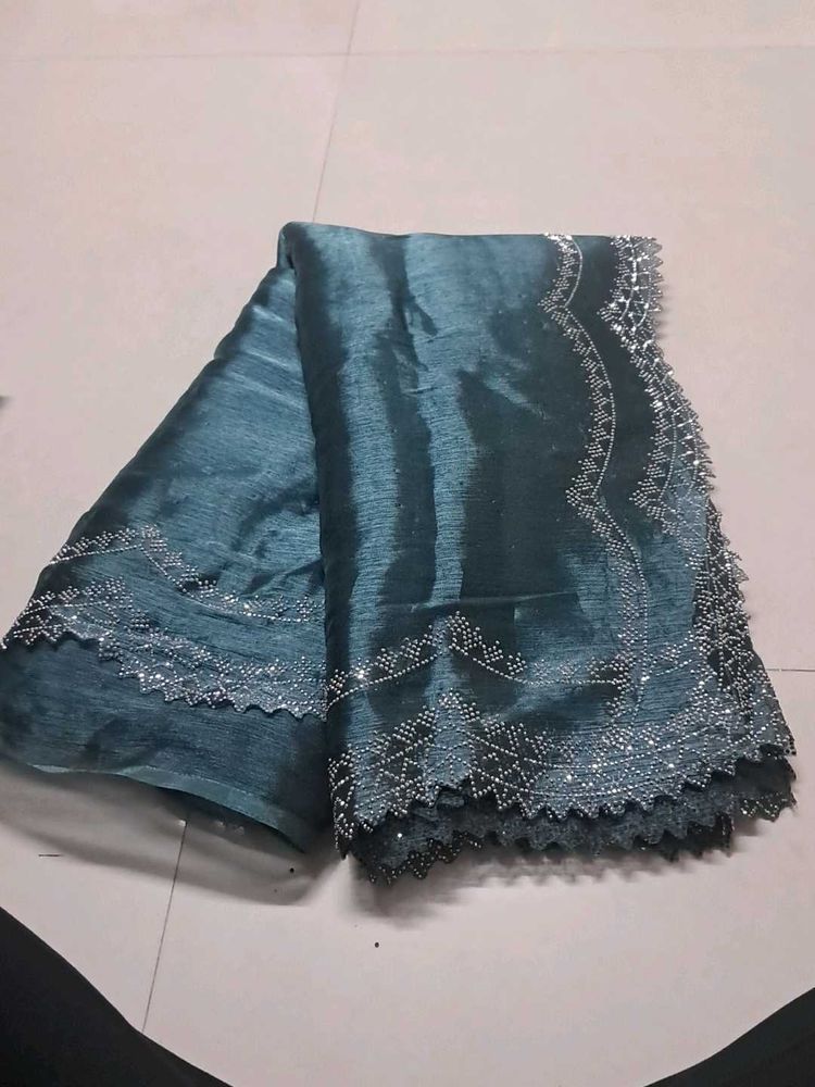 Elegant Teal Embellished Saree