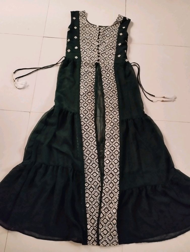 dark green suit with plazzo dupatta