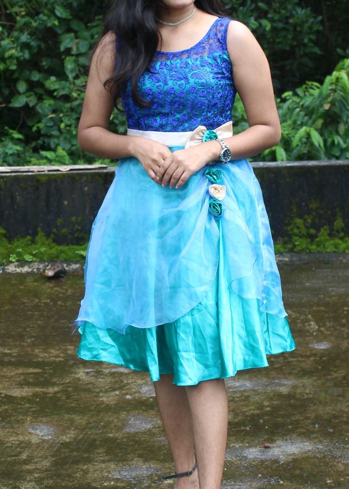 Blue Dress with Floral for wedding or part