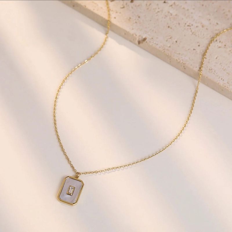 Gold Plated Enamelled Square Shaped Pendant Chain