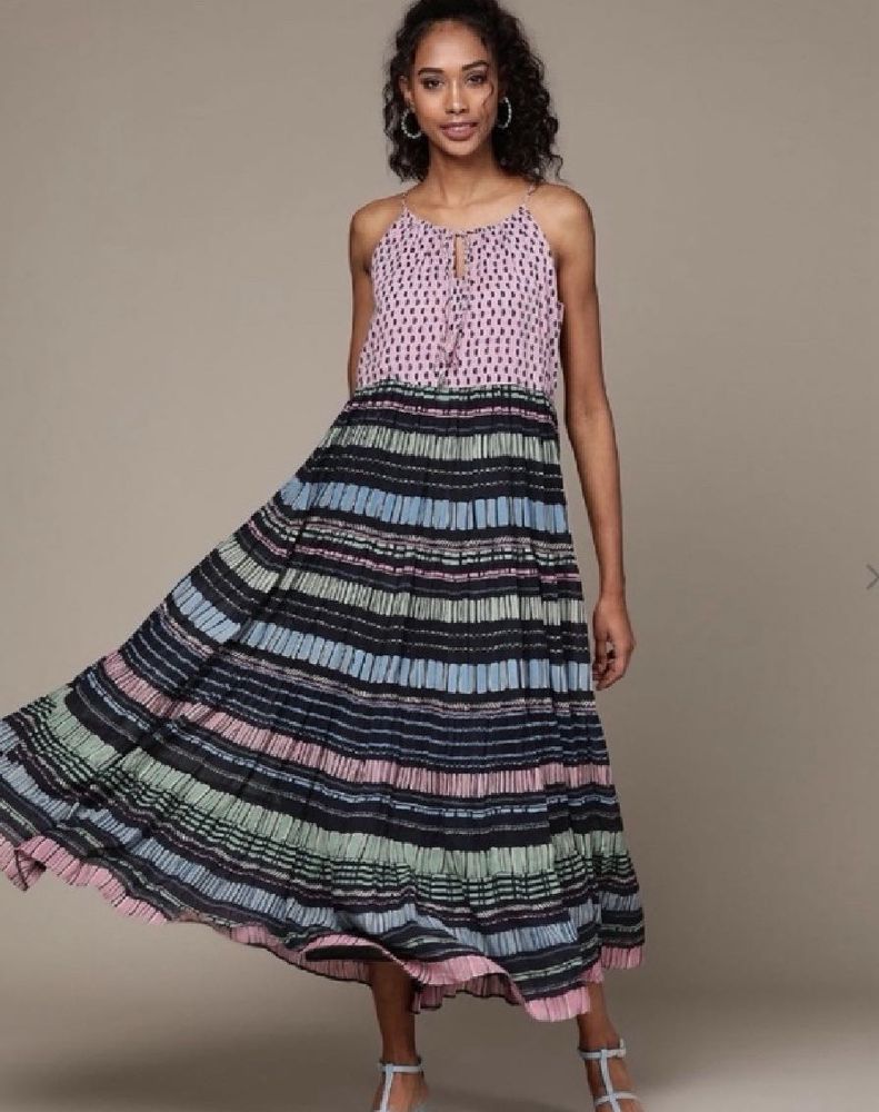 LABEL RITU KUMARPrinted Flared Dress with Tie-Up N