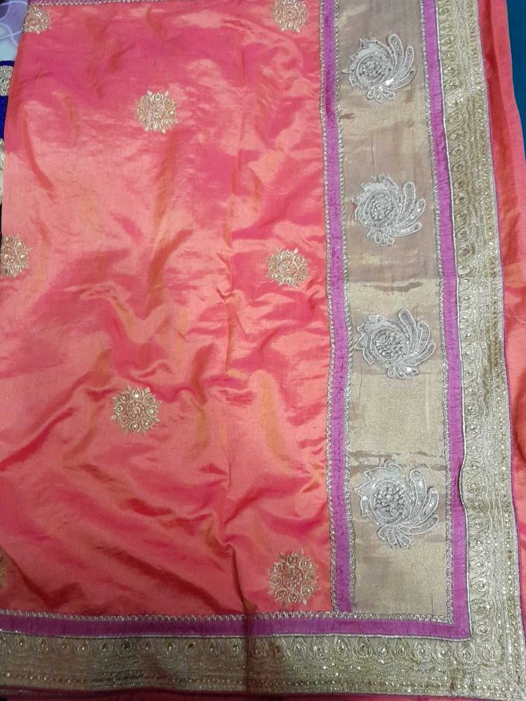 Elegant Embroidered preety wide border  Saree