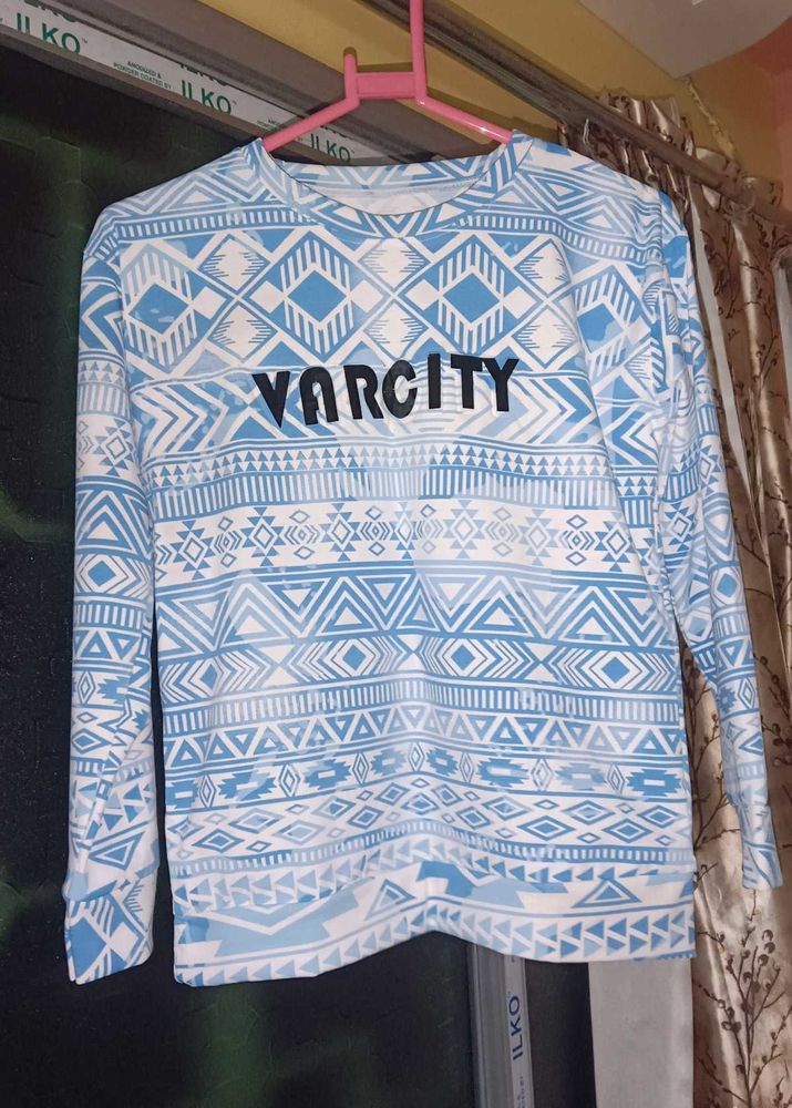 Varsity Patterned Long Sleeve Top