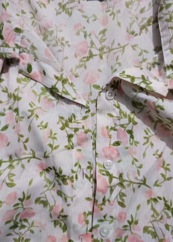 Floral Button-Up  Crop Shirt/Top