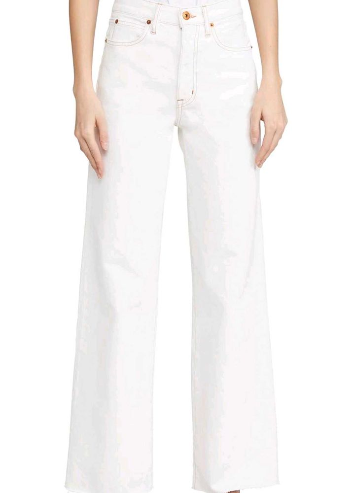 White Wide-Leg Denim Jeans