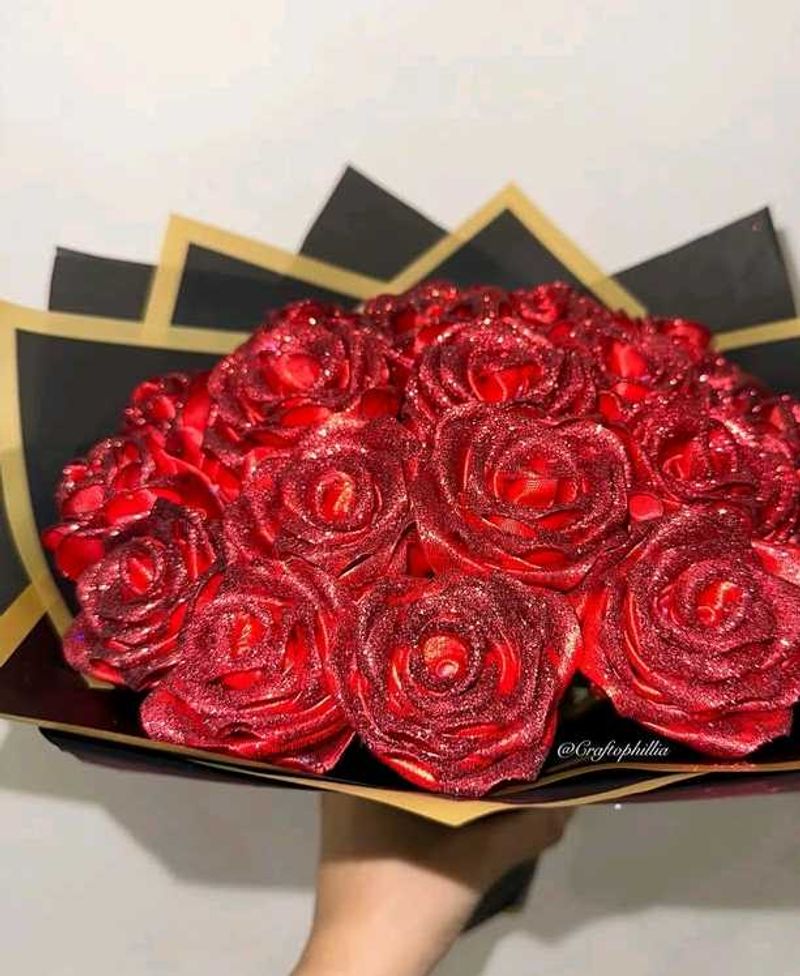 Red Glitter Rose Bouquet