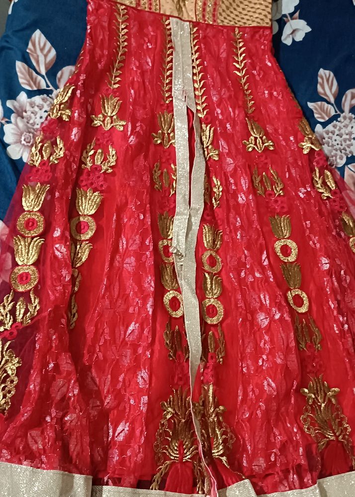 Red Anarkali Type Gown