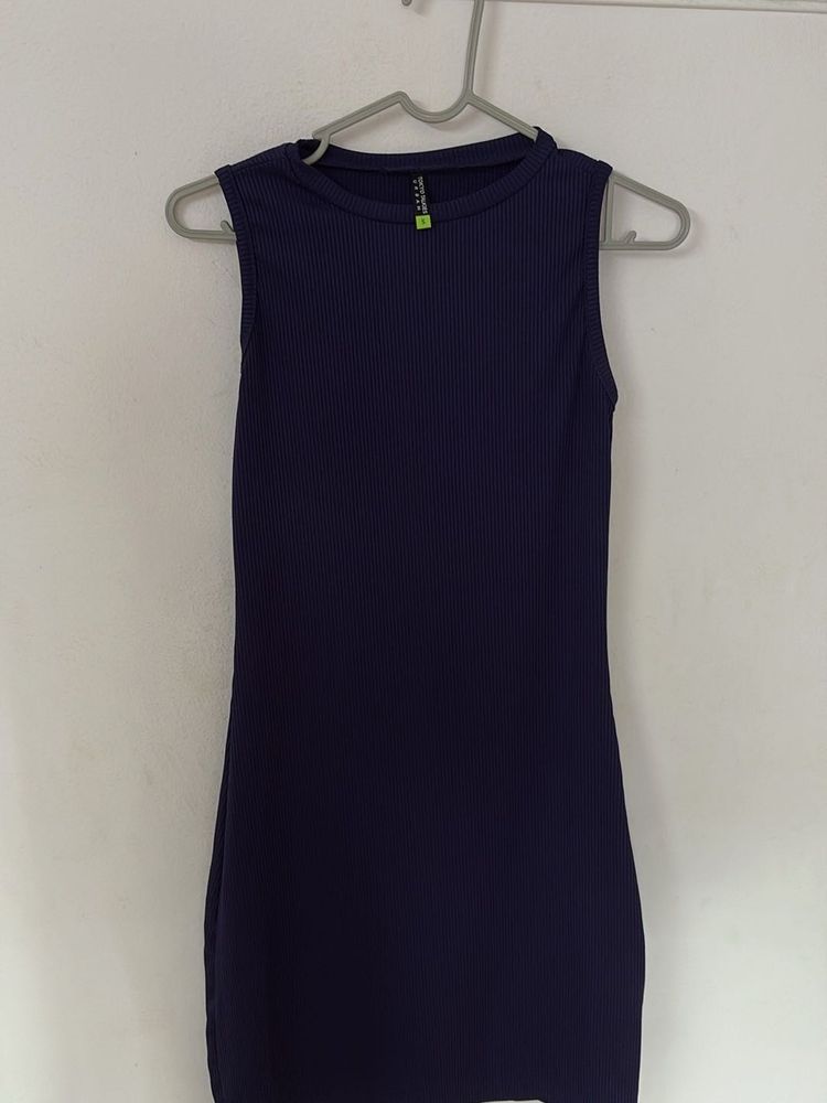 Navy Ribbed Bodycon Dress