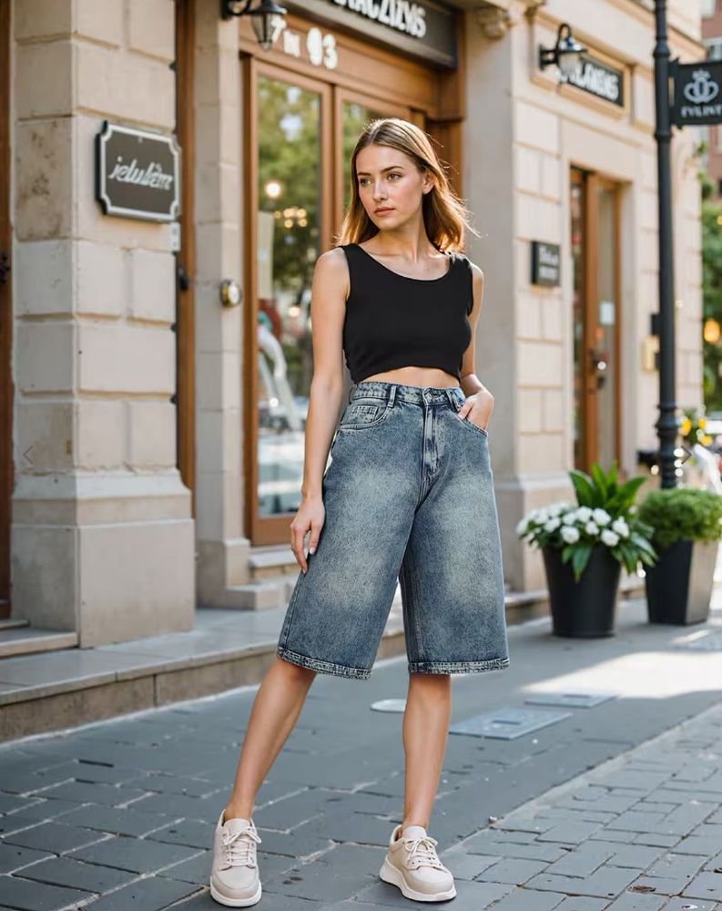 Knee Lenth Denim Short