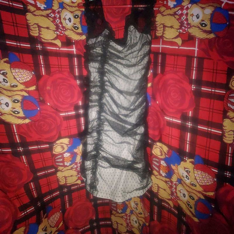 Black Mesh Mini Dress