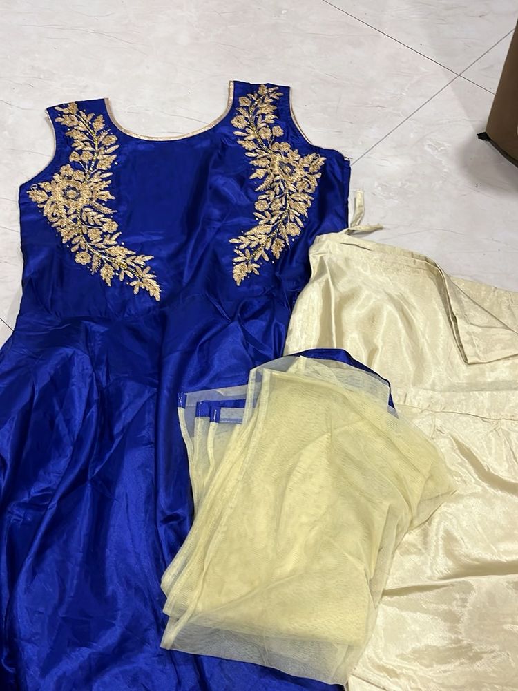 Elegant Blue Embroidered Dress