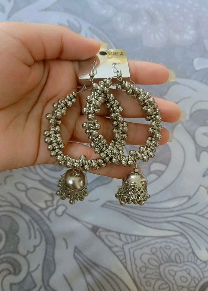 Silver Jhumka Earrings