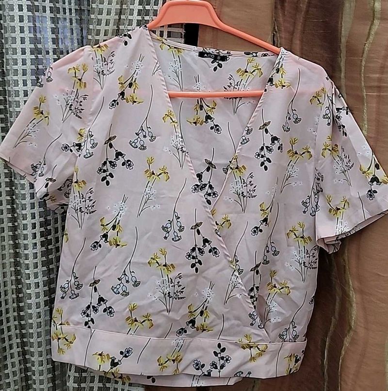 Floral Print Wrap Top