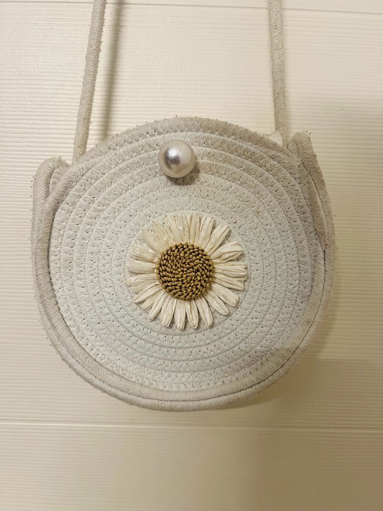 White Jute Sling Bag