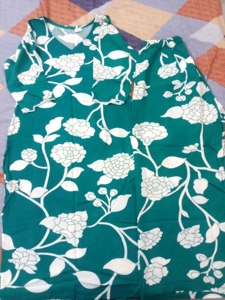 green floral cord set
