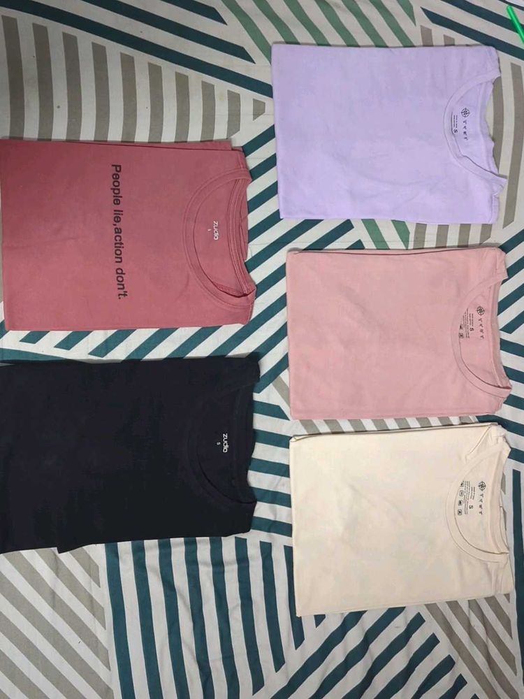 Bundle of 5 Solid Color T-Shirts - Size S| Unisex
