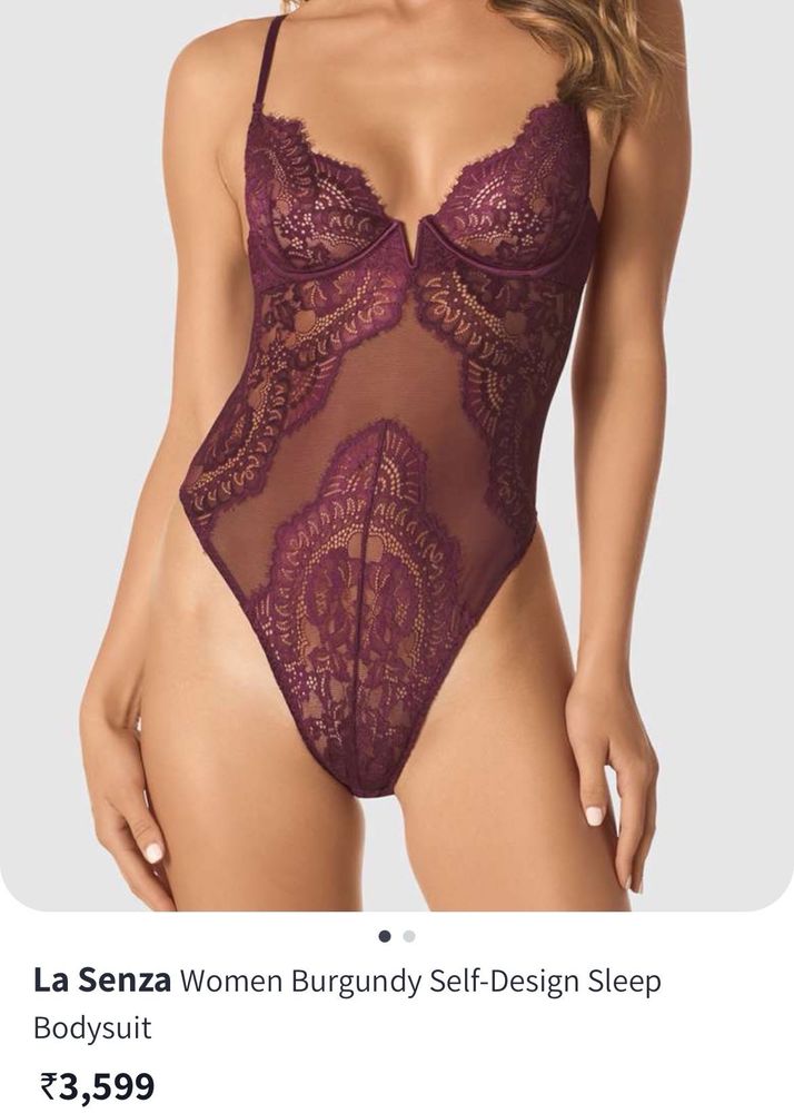 La Senza Burgundy Lace Bodysuit