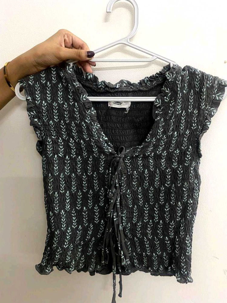 Floral Print Tie-Up Top