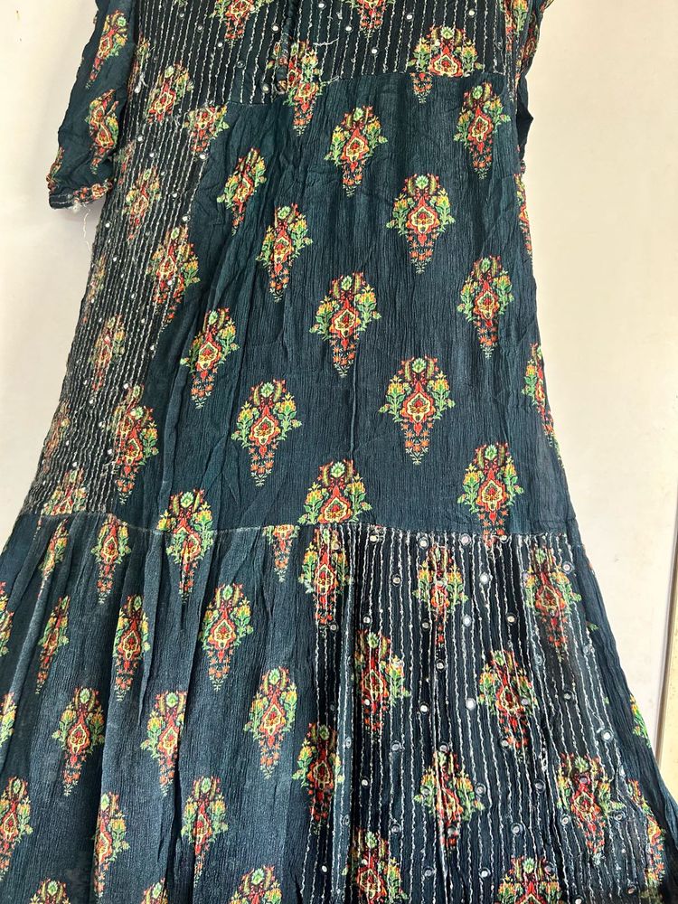 Embroidered Sequins Work Floor Length Gown