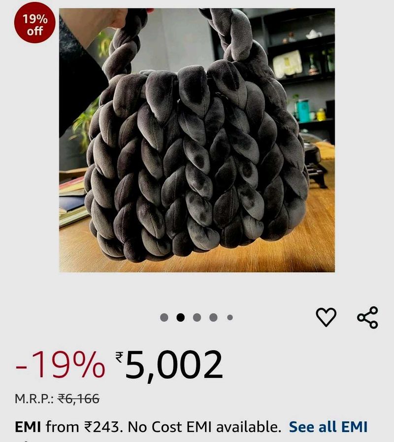 Unique Knitted Black Weave Tote Bag