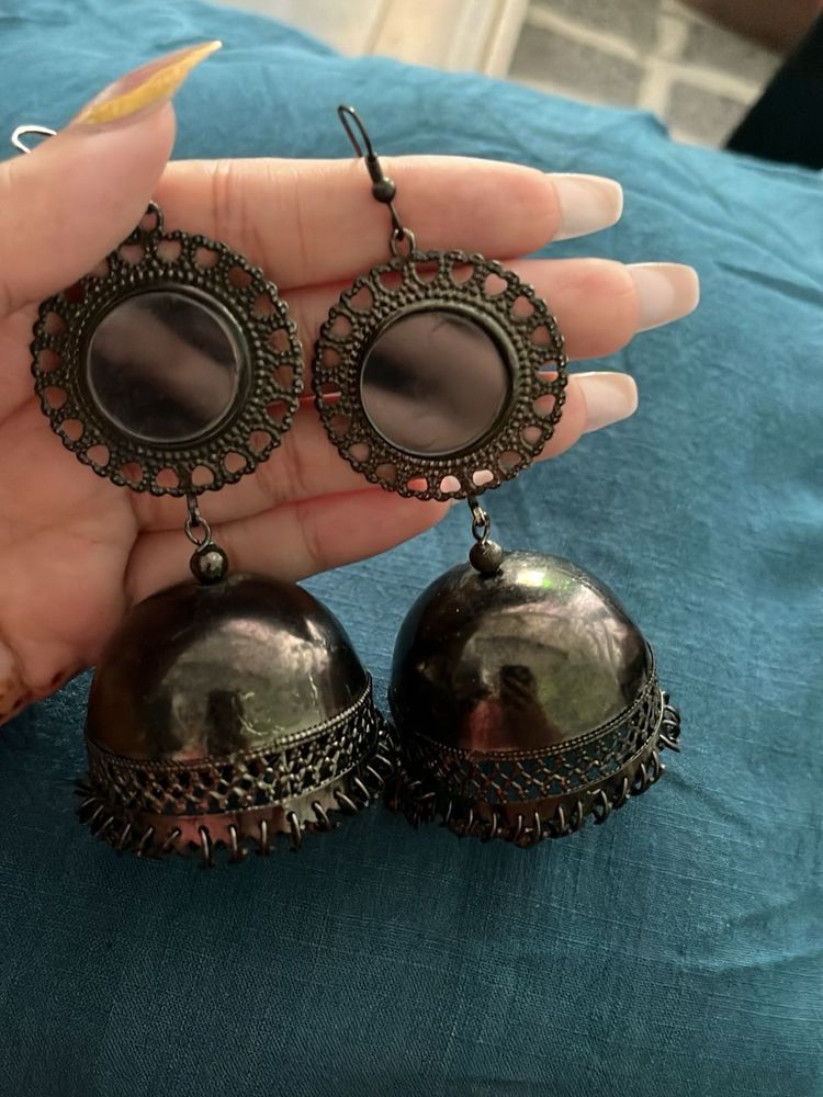 Black Jhumka Earrings