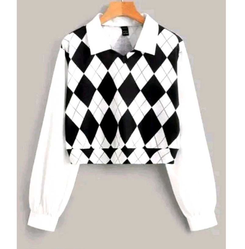 Geometric pattern Full Sleeves Crop Top