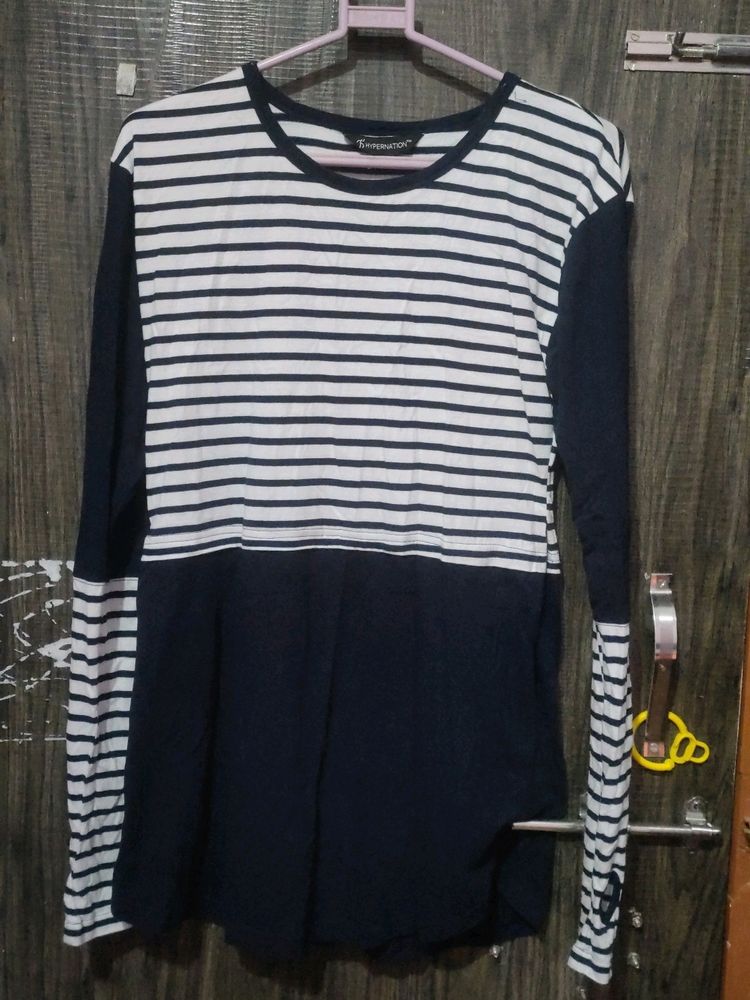 Blue And White Striped With Thumb Insert