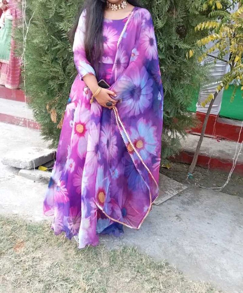 Floral Print Purple 👗 dress 💜