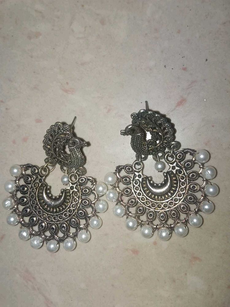 Peacock Pearl Drop Earrings