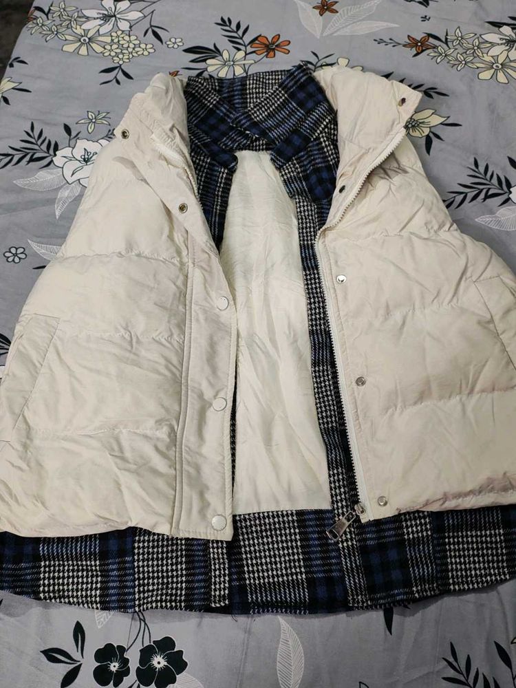 Puffer Vest with Plaid Lining