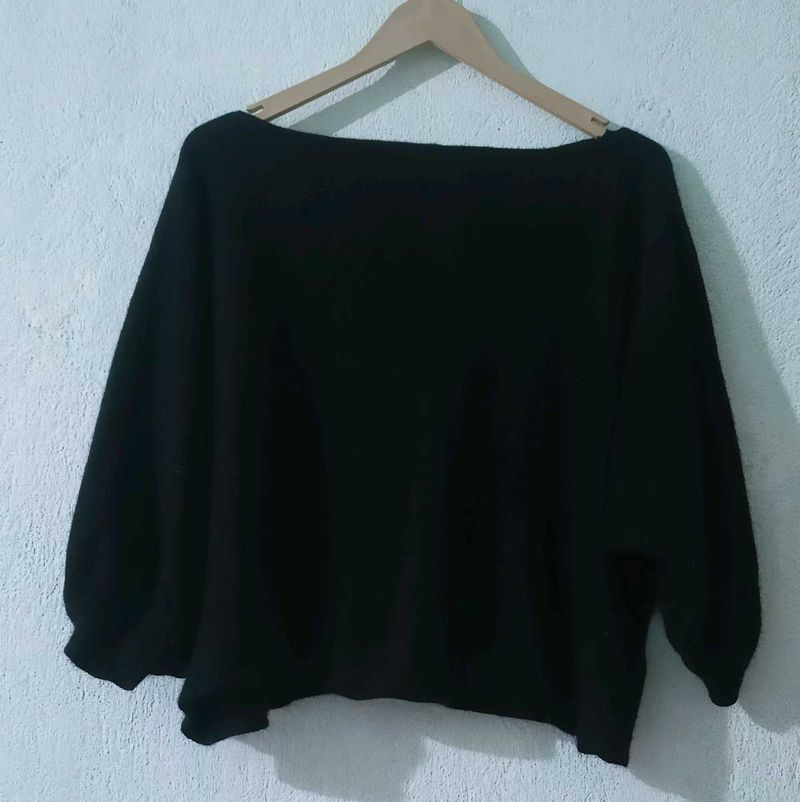 Black Batwing Sleeve Top