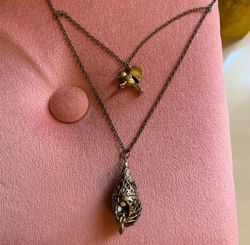Antique Artistic Layered Bird &amp; Nest Necklace