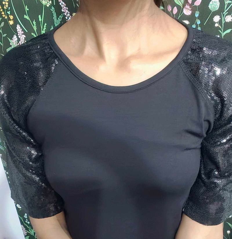 Black Top Sequin Sleeves