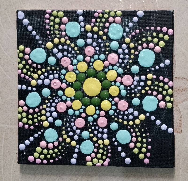 Handmade Mandala Dot Art On Canvas