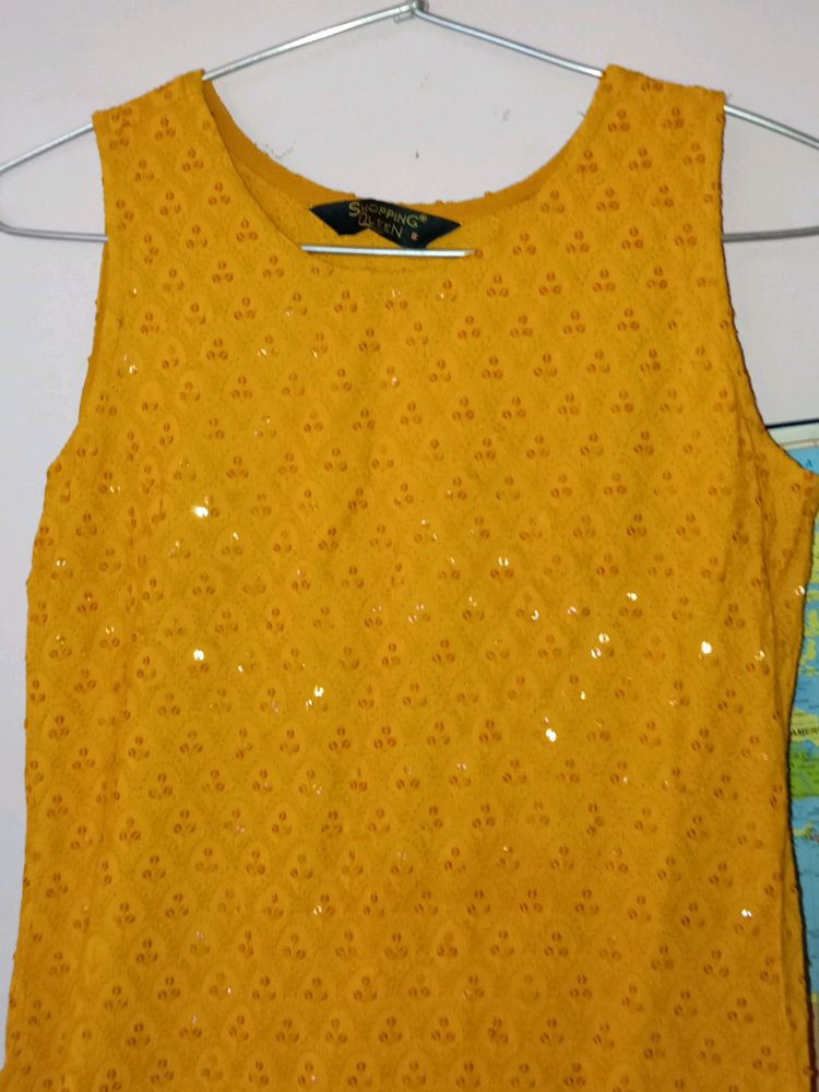 Sleeveless Yellow Kurti
