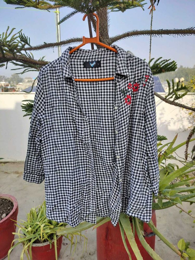Checkered Embroidered Shirt
