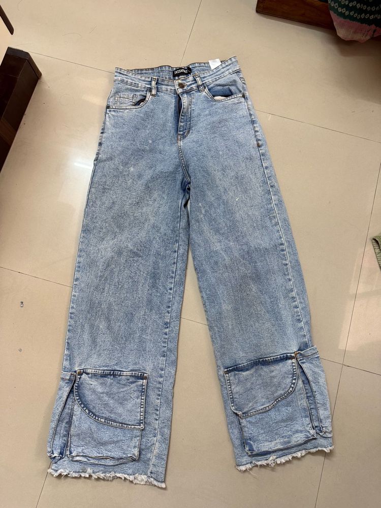 Wide Leg Acid Wash Jeans
