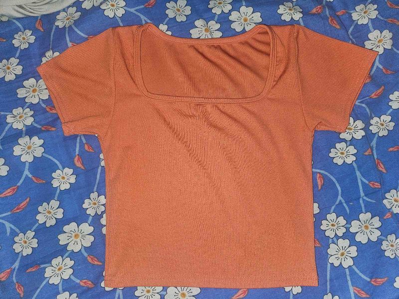 Peach Square Neck Top