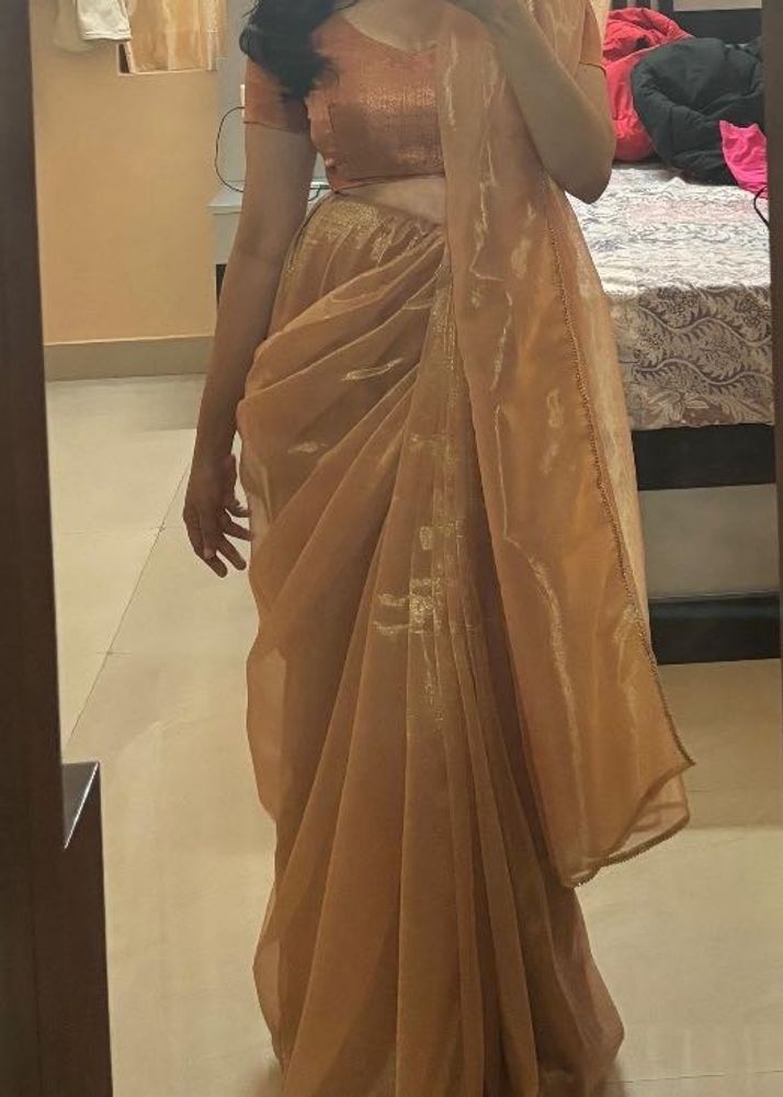 Copper Shimmer Saree With  Blouse