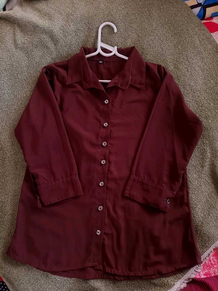 Burgundy Button-Up Shirt