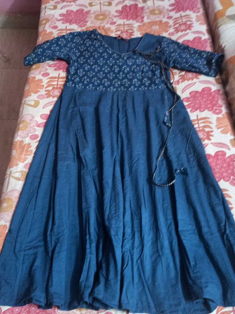 Elegant Blue Printed ANARKALI