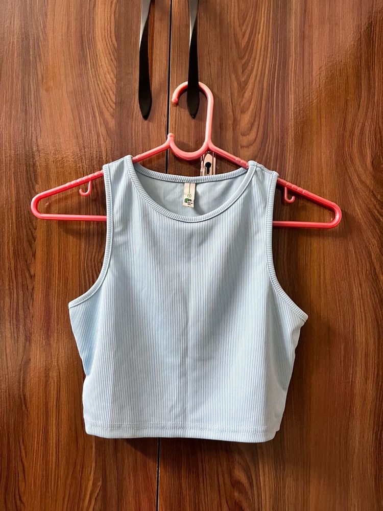 Sky blue Solid crop top