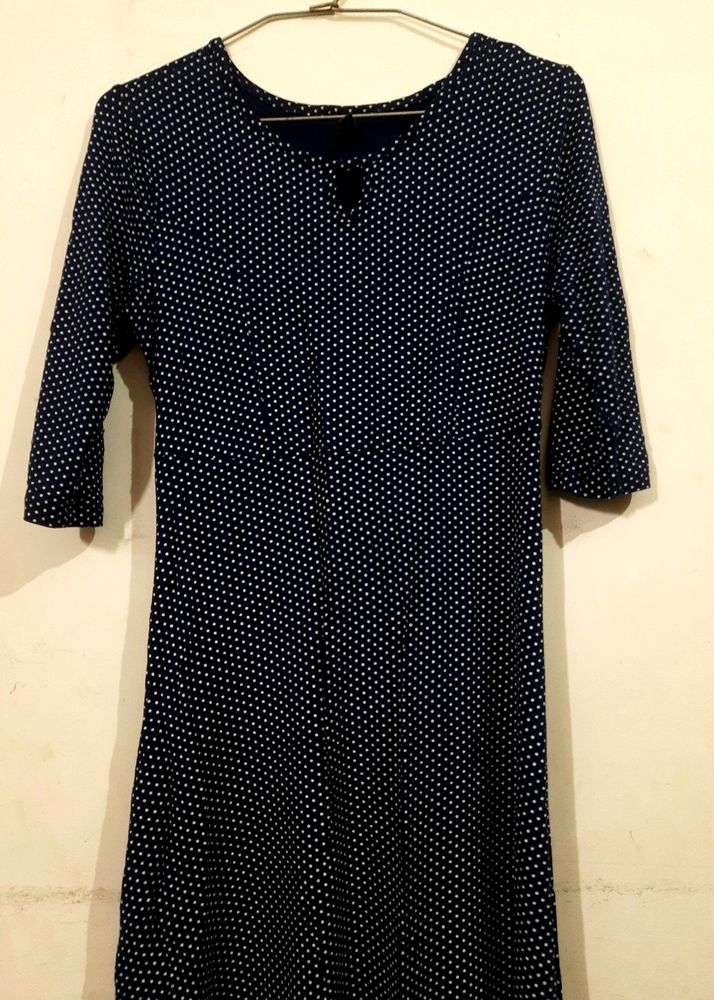 Navy Blue Polka Dot Dress