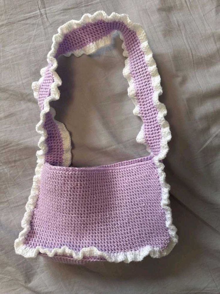 Crochet Ruffle Shoulder Bag